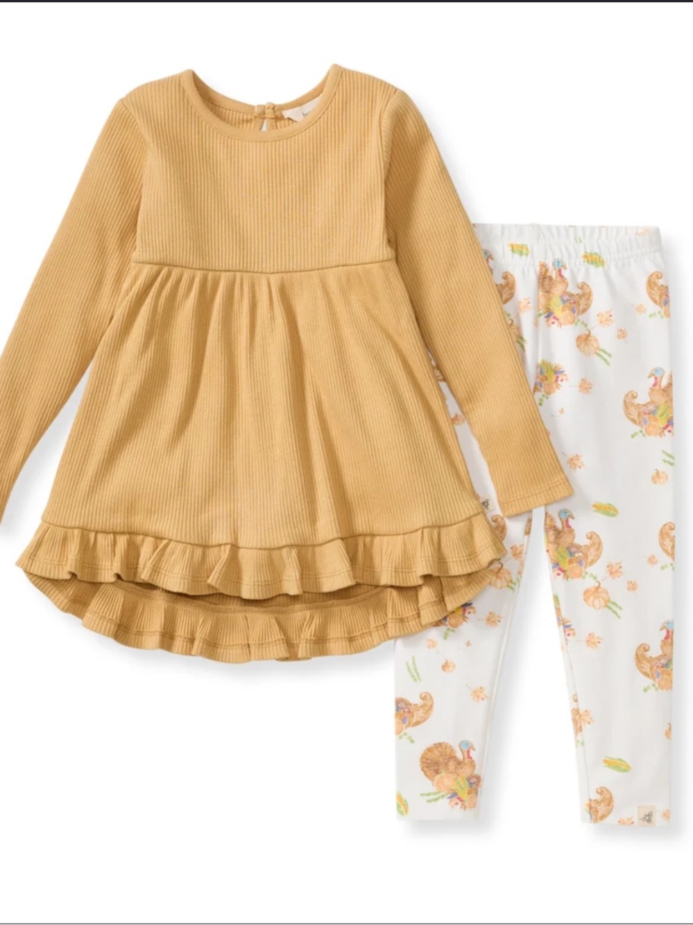 Burt's Bees Kids Mustard Ribbed Sweater Thanksgiving set